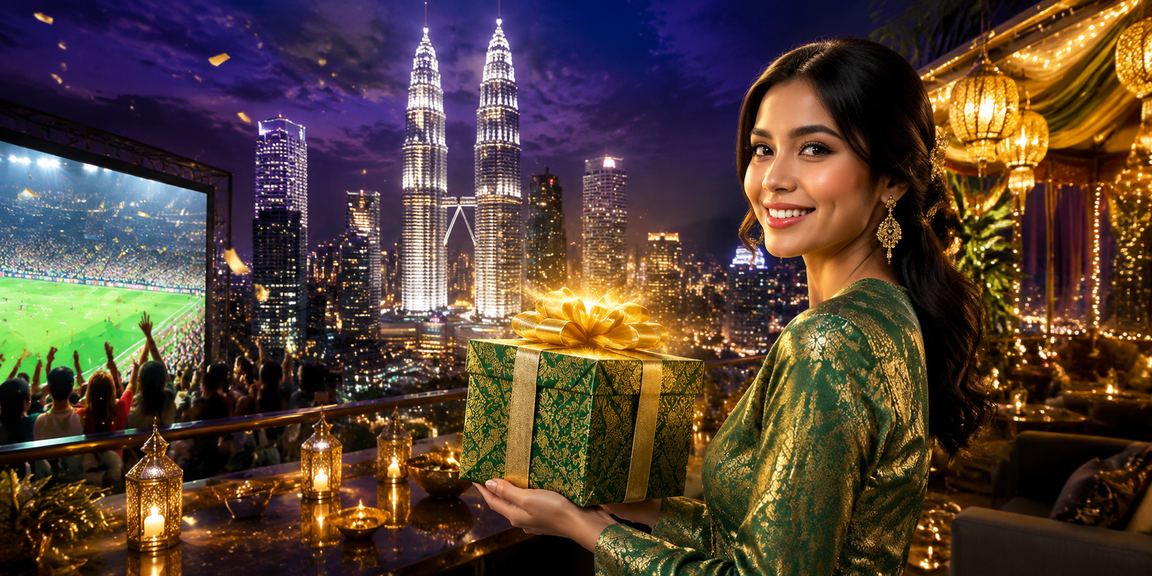 Suasana kasino hiburan Hari Raya di Kuala Lumpur dengan permainan slot berwarna-warni