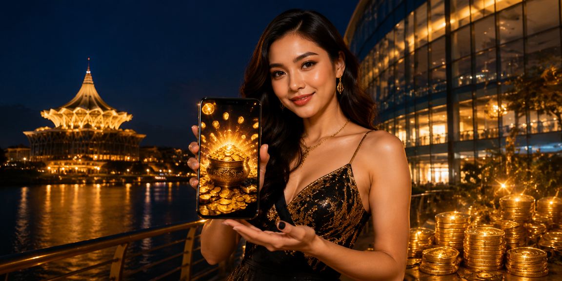 Pengguna bermain kasino dalam talian menggunakan telefon pintar di Kuching